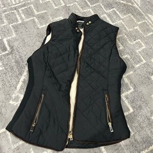 Black Quilted Vest with Gold Zippers